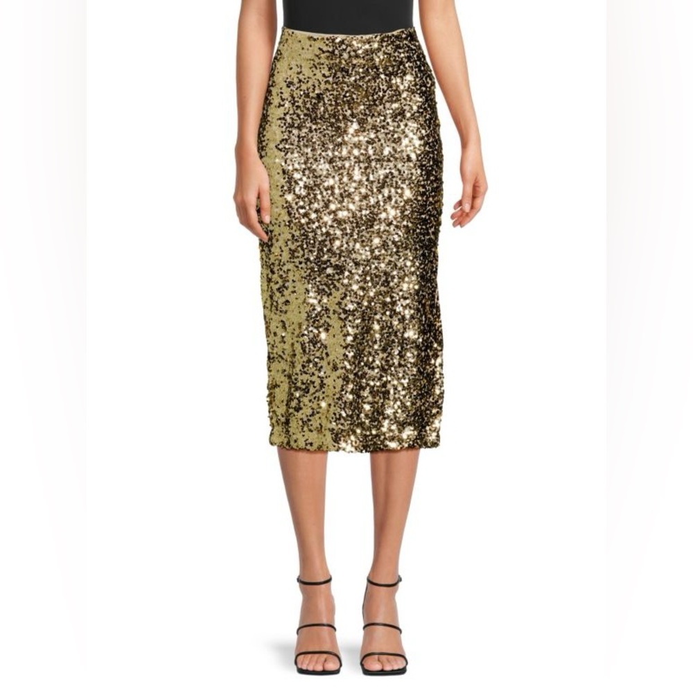 🌼NVLT🌼 Gold Sequin Midi Skirt, Size XL
